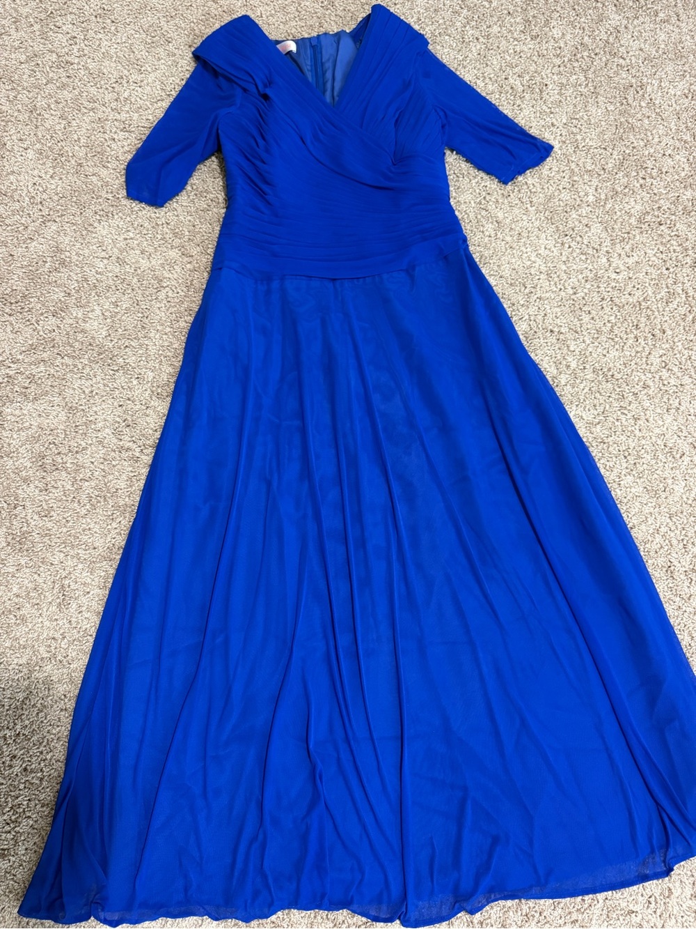 JJs House Cobalt Blue V-Neck Pleated Maxi Dress